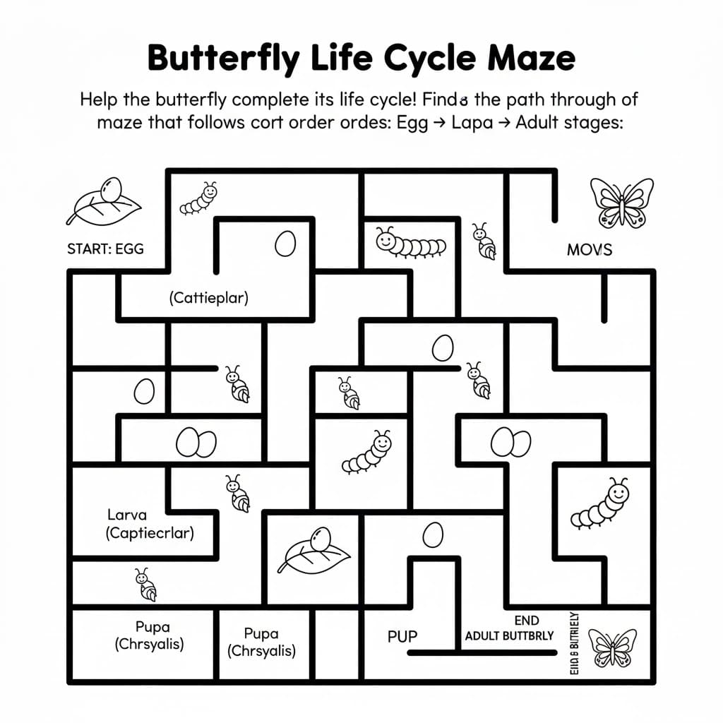 Butterfly Life Cycle Maze Worksheet Download Print Now 