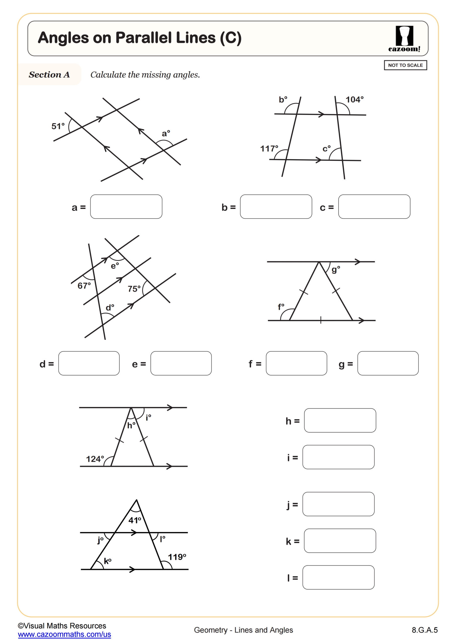 Calculating Angles On Parallel Lines With Transversals C 