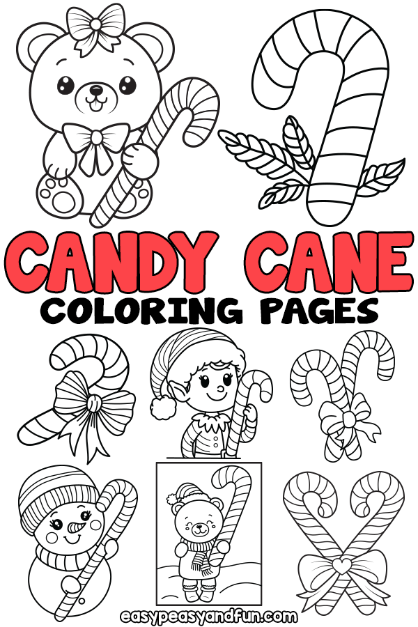 Candy Cane Coloring Pages Lots Of Free Sheets Easy Peasy And Fun