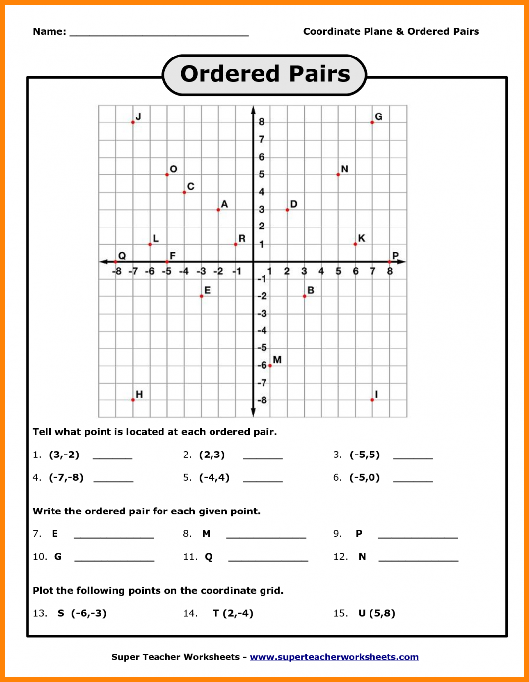 Cartesian Coordinate Plane Worksheets Cartesian Coordinate Plane Worksheets