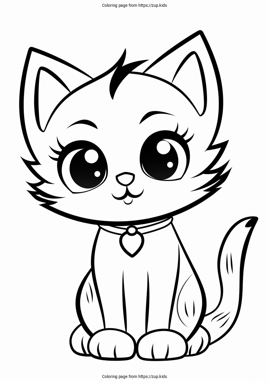 Cat And Kitten Coloring Page