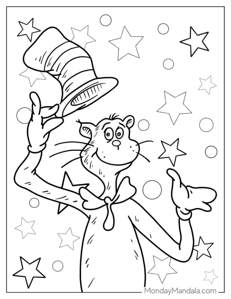cat in the hat coloring page cat in the hat coloring page