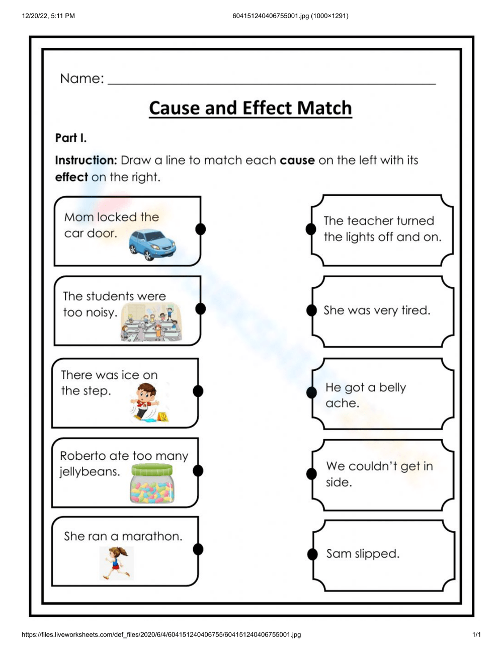 Cause And Effect Worksheet Free PDF Printout For Kids Worksheets Library