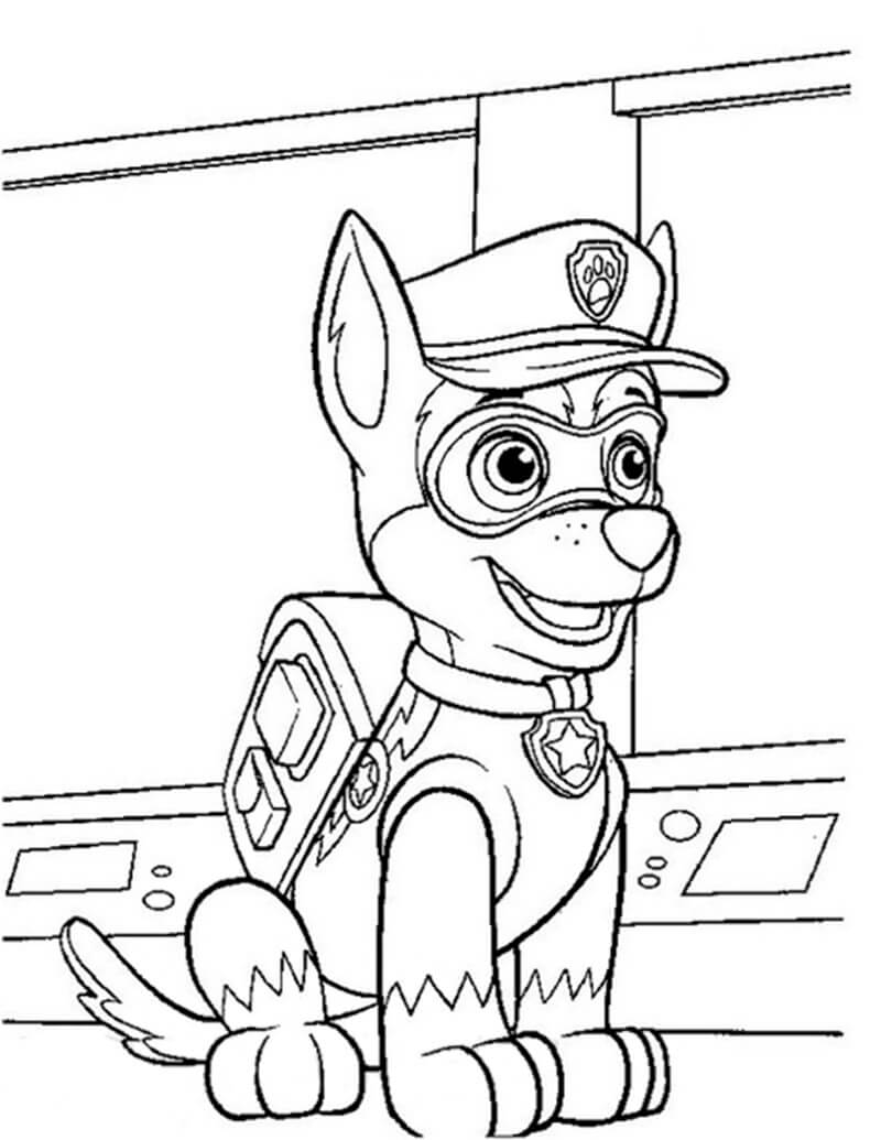 chase paw patrol coloring page