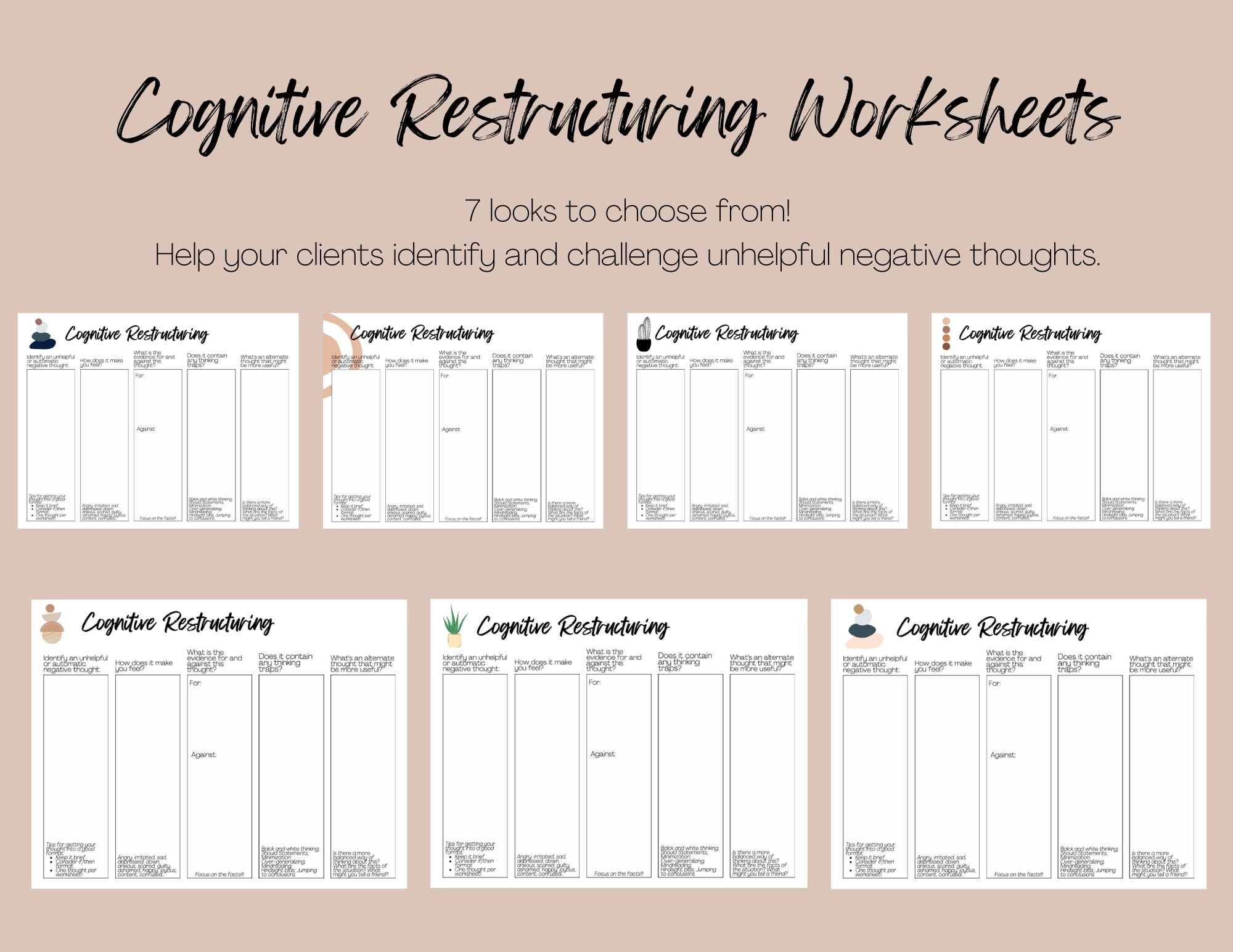 Cognitive Restructuring Therapy Worksheets Mental Health Printable Cognitive Restructuring Therapy Worksheets Mental Health Printable