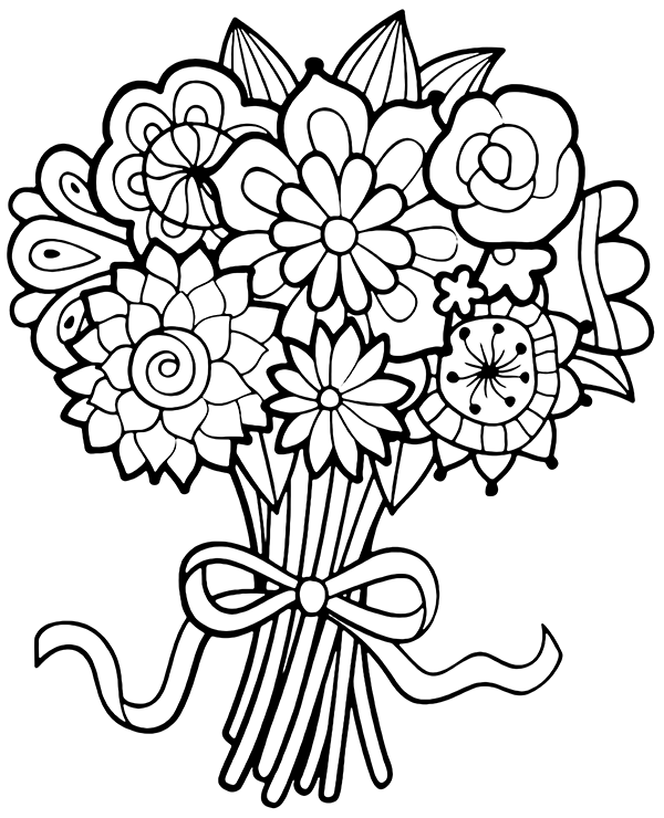 Collection Of Flower Bouquet Coloring Pages Free Printable