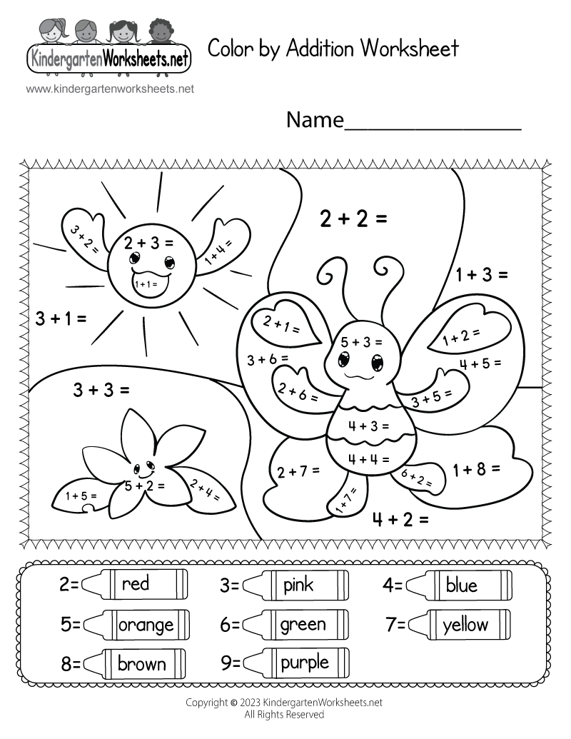 addition coloring worksheets