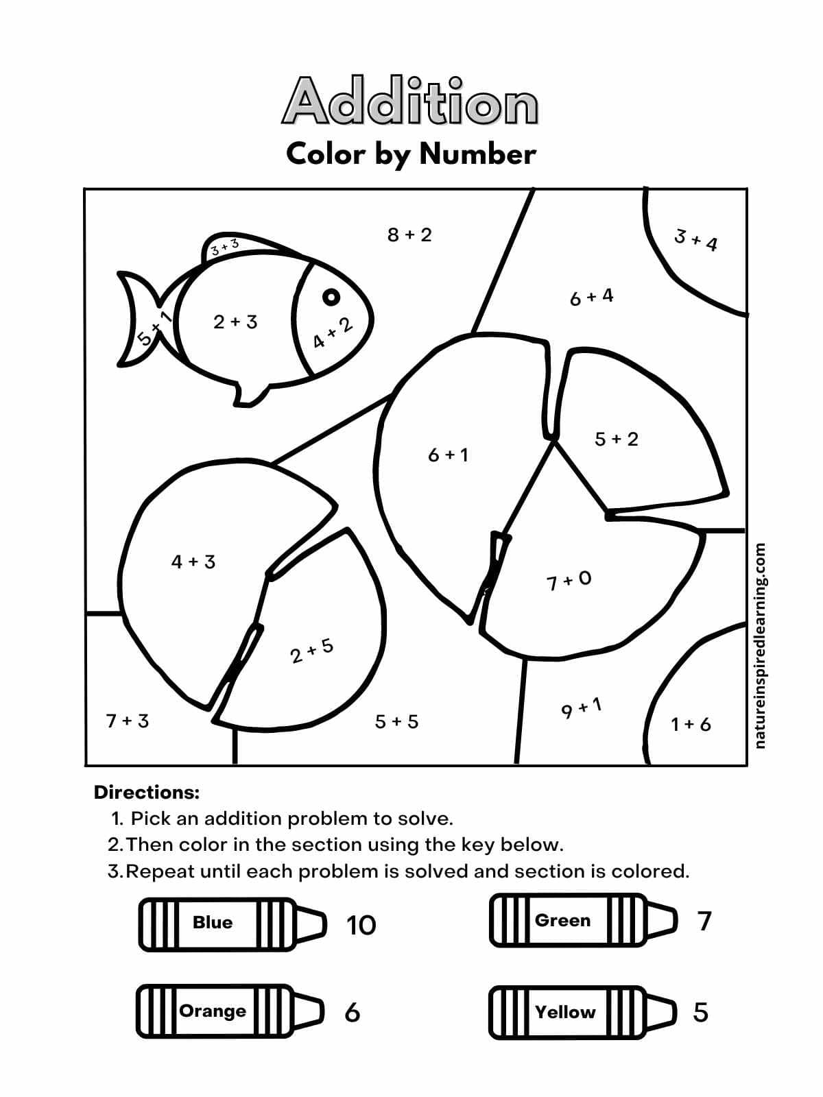 Color By Number Addition Best Coloring Pages For Kids Worksheets 