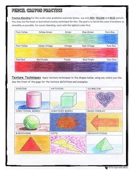 Colored Pencil Techniques Art Worksheet By The Squirrelly Mind TpT Colored Pencil Techniques Art Worksheet By The Squirrelly Mind TpT