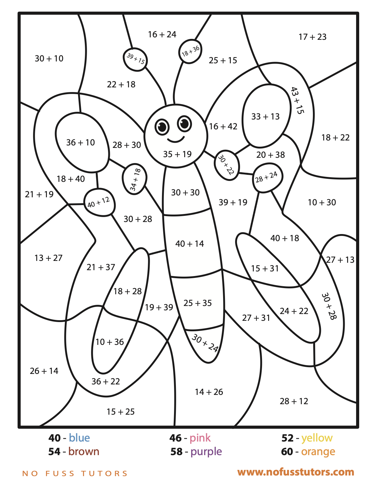 Coloring By Addition Worksheets Coloring By Addition Worksheets