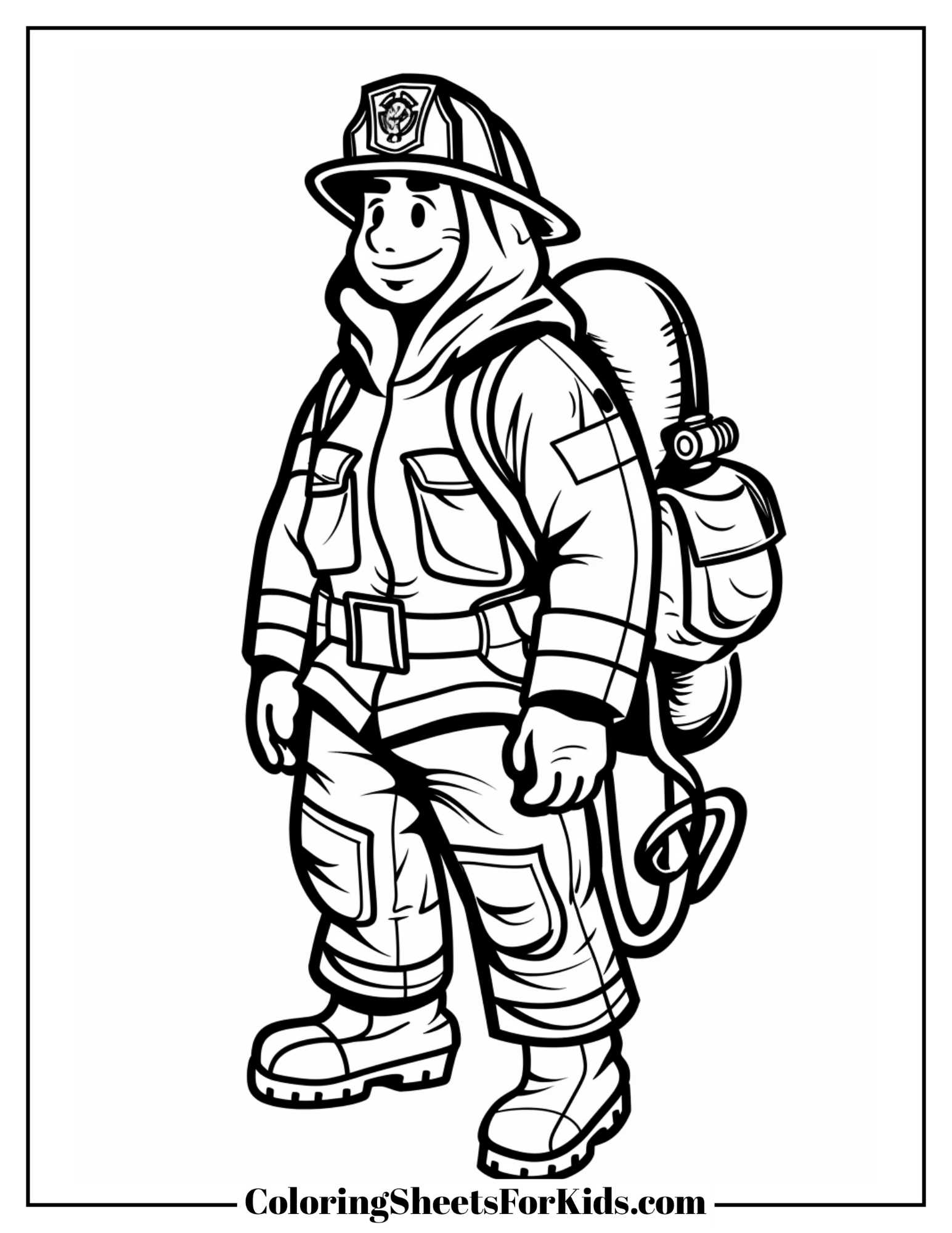 Coloring Fireman Cartoon Coloring Page Outline Of Cartoon Fire Truck