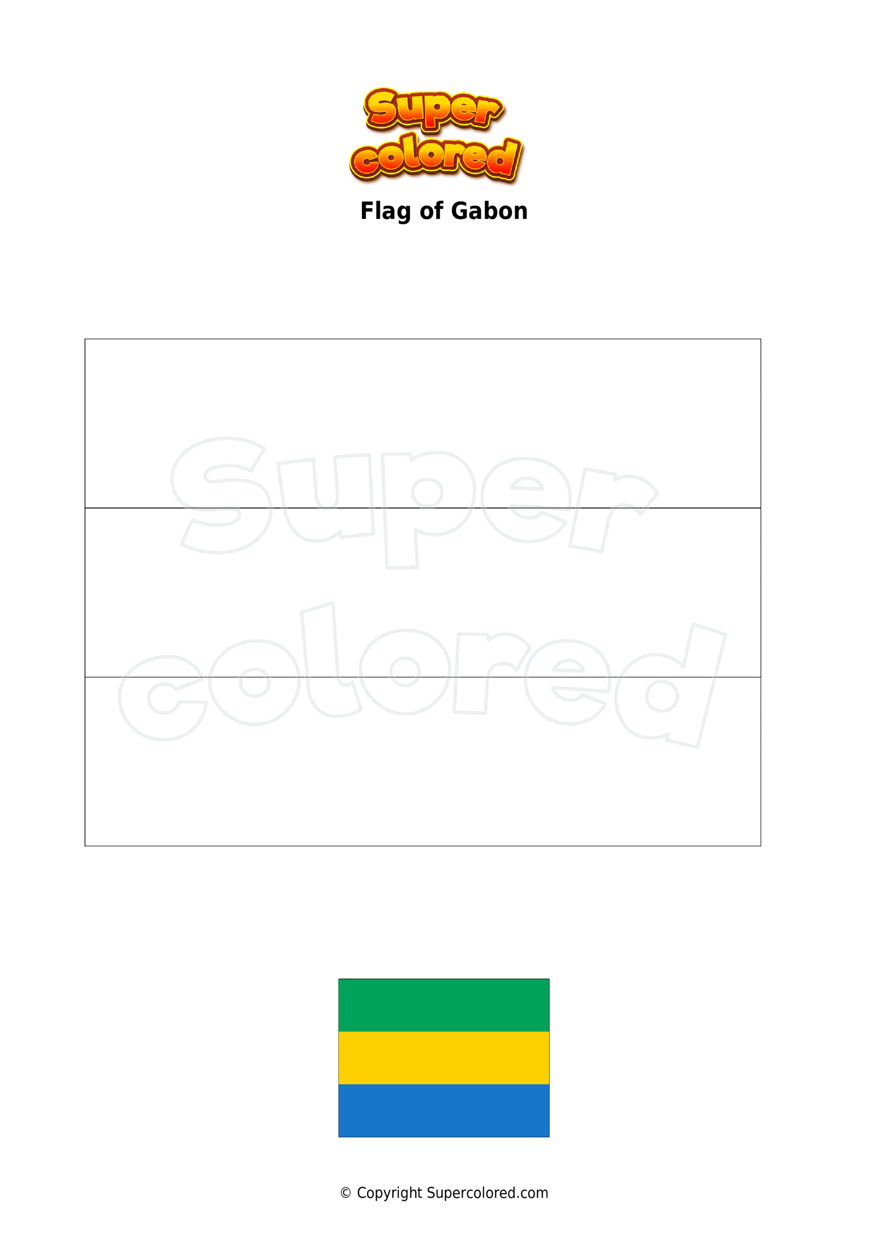 Coloring Page Flag Of Gabon Supercolored Coloring Page Flag Of Gabon Supercolored