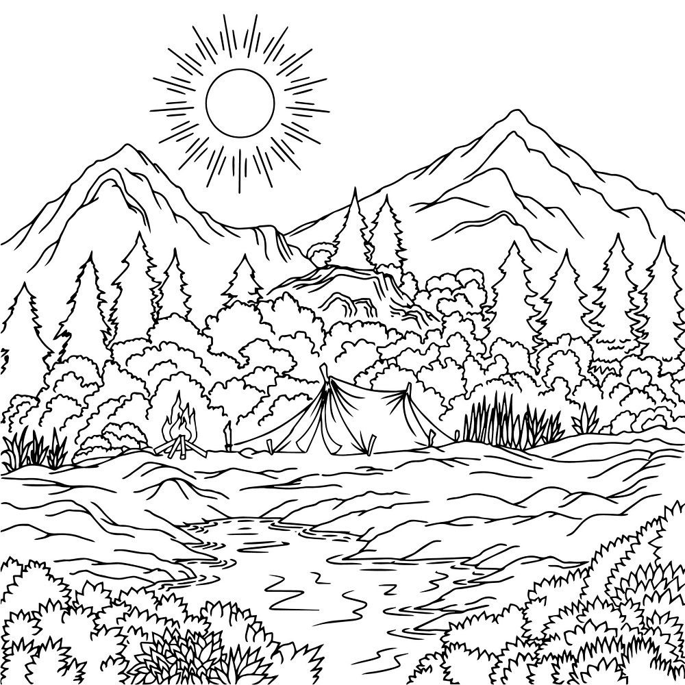 landscape coloring pages