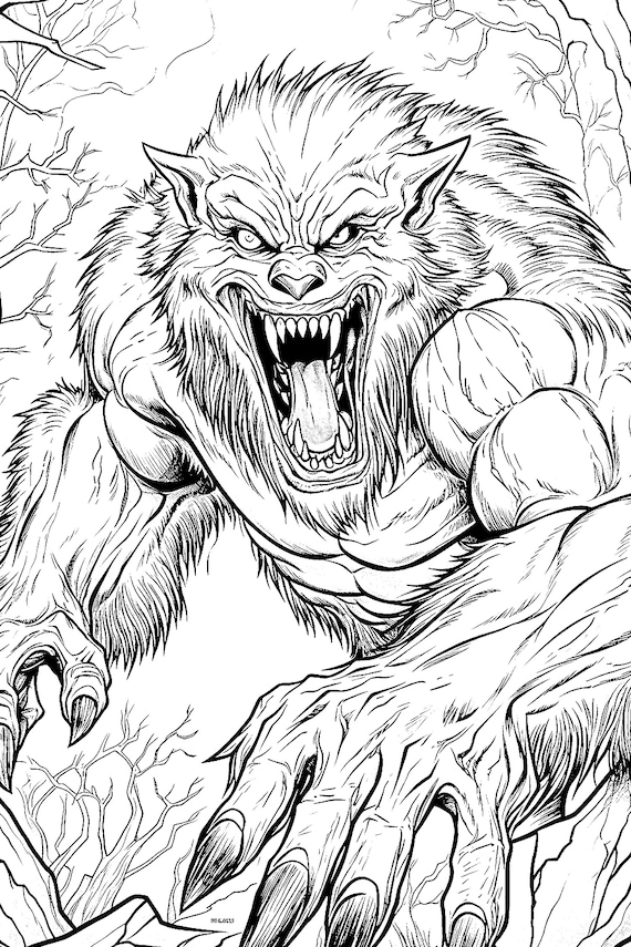 werewolf coloring page