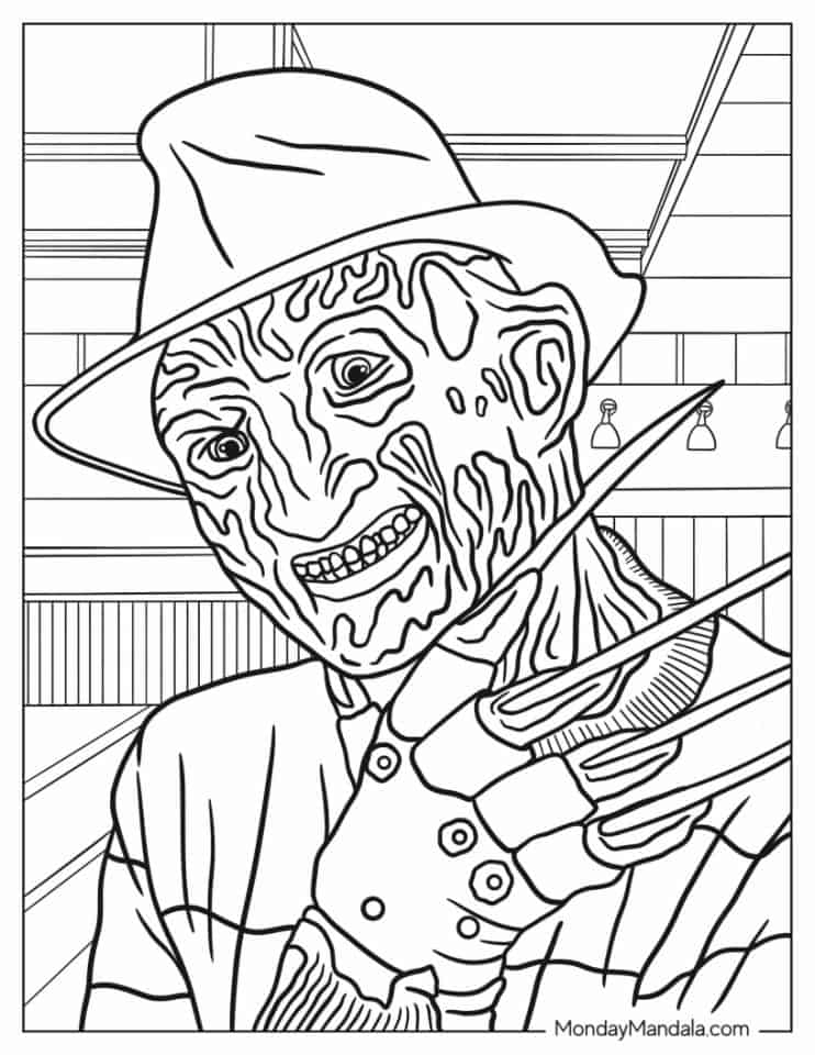 Coloring Pages Scary Hallway