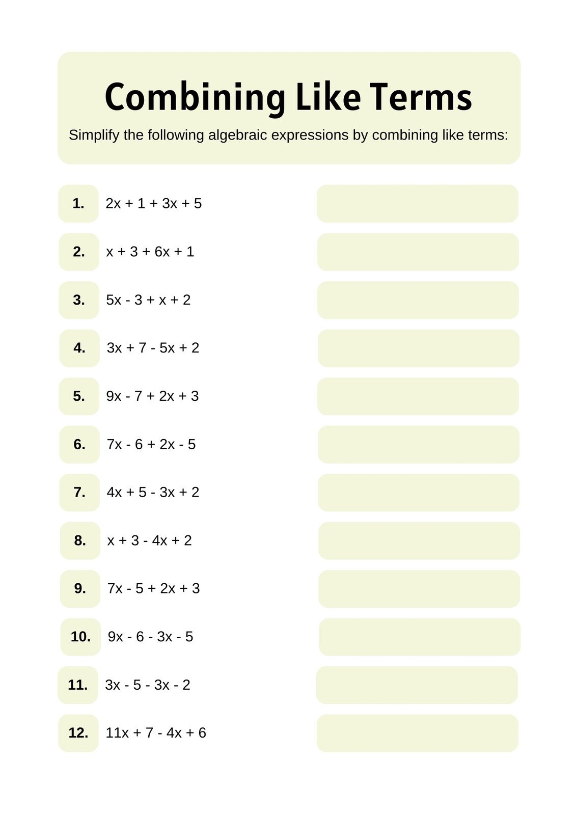 Combining Like Terms Equations Worksheet Pdf Combining Like Terms Equations Worksheet Pdf