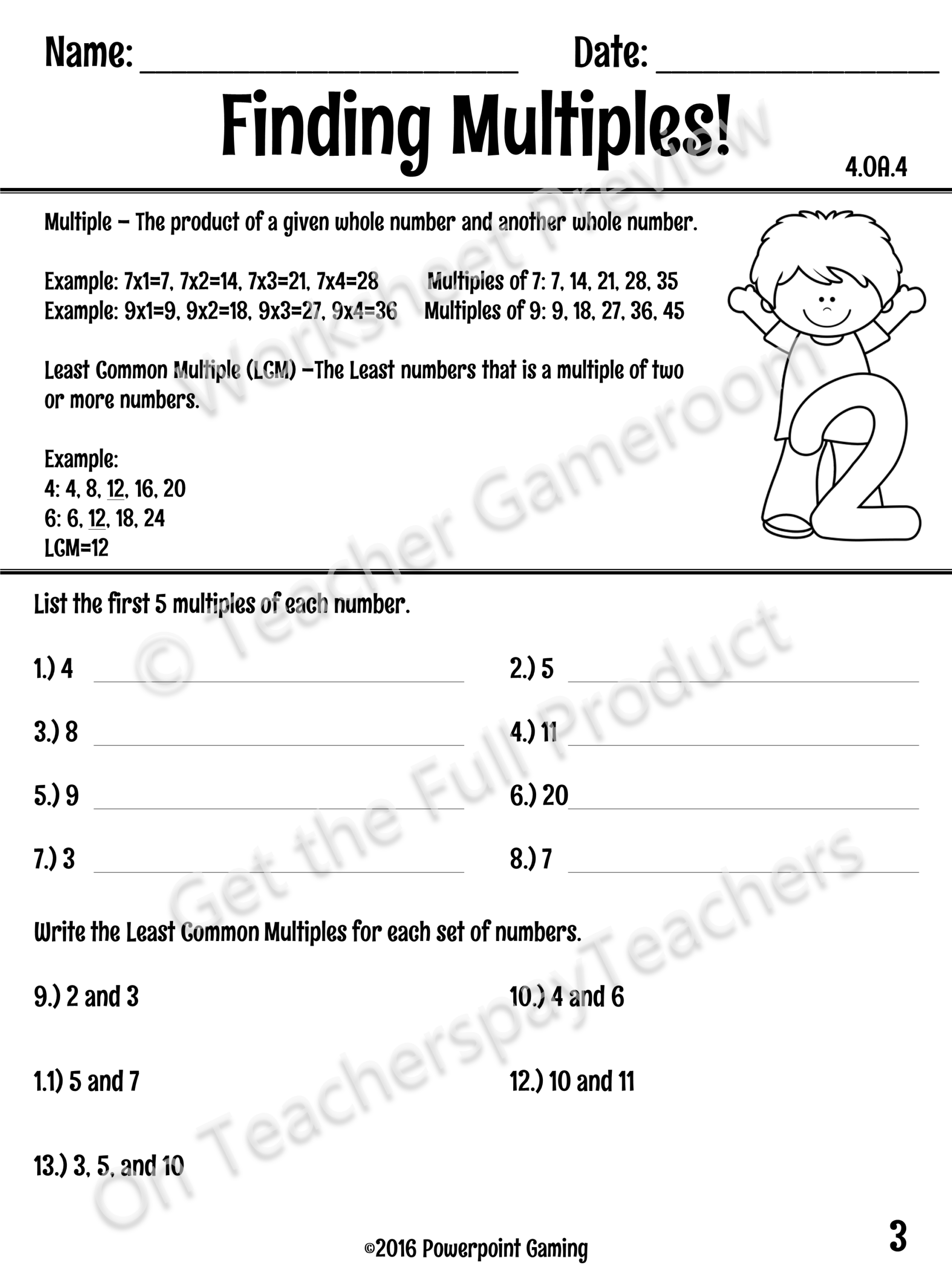 common multiples worksheet common multiples worksheet
