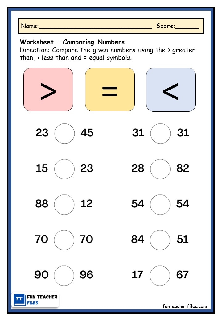 Comparing Numbers Worksheet Fun Teacher Files Comparing Numbers Worksheet Fun Teacher Files