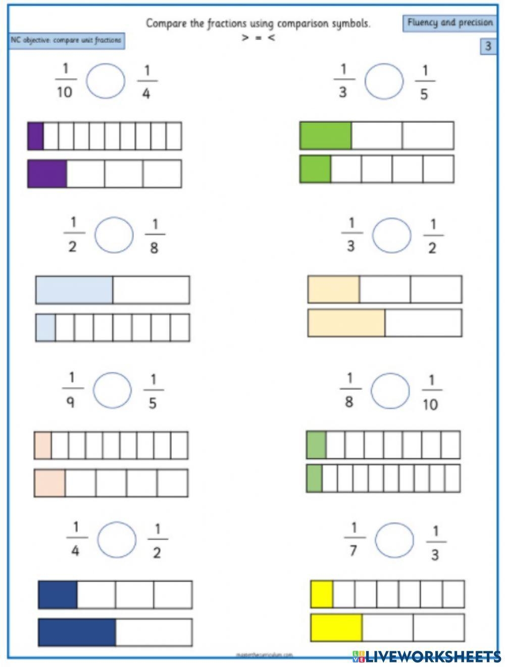 Comparing UNIT Fractions Interactive Worksheet Worksheets Library Comparing UNIT Fractions Interactive Worksheet Worksheets Library