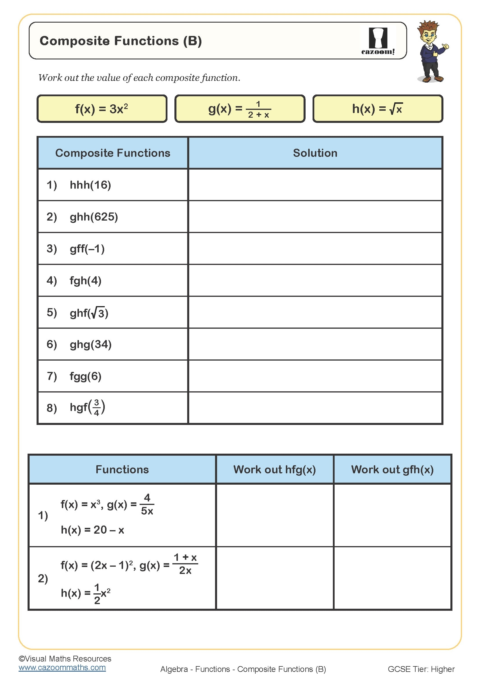 Composite Functions B Worksheet Fun And Engaging PDF Worksheets Composite Functions B Worksheet Fun And Engaging PDF Worksheets