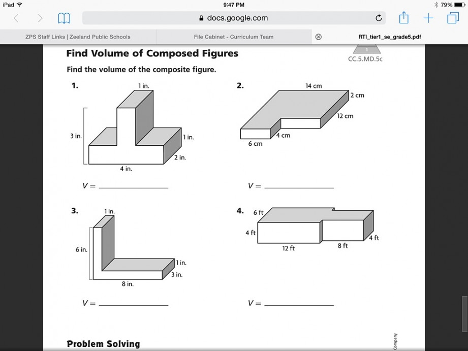 Composite Volume Worksheet 5th Grade Printable PDF Template