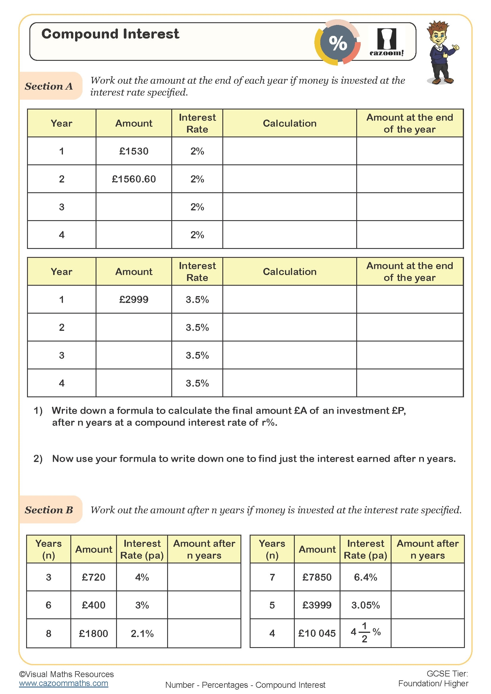 Compound Interest Worksheets Worksheets Library
