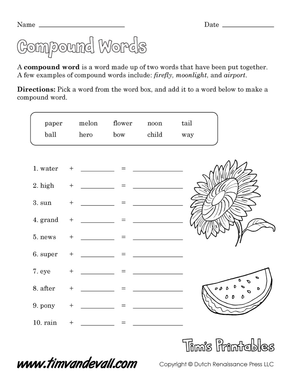 Compound Words Tim 39 s Printables