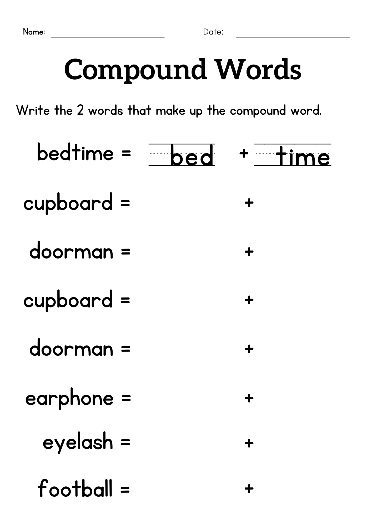 compound words worksheet