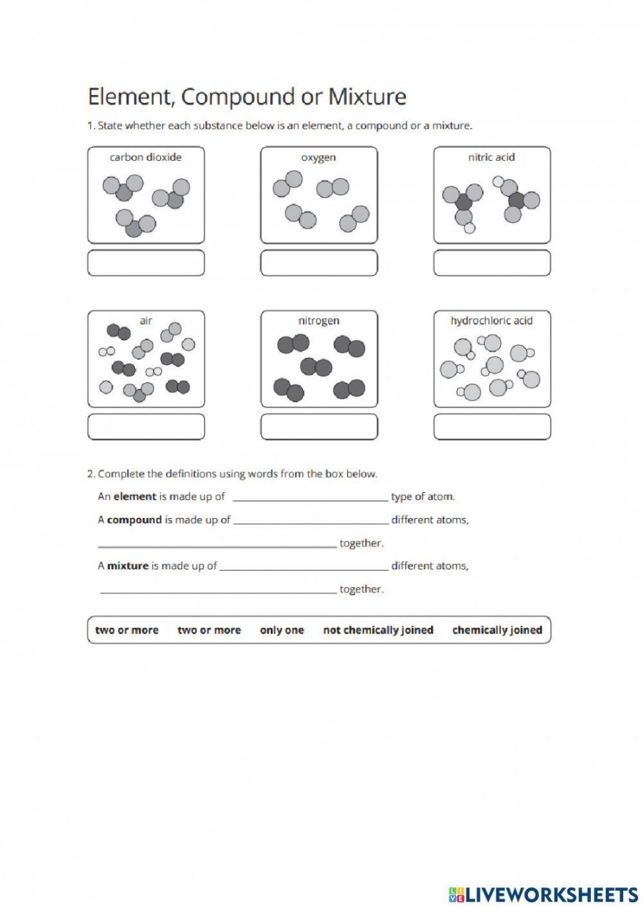 Compounds Mixtures And Elements Worksheet Printable PDF Template Compounds Mixtures And Elements Worksheet Printable PDF Template