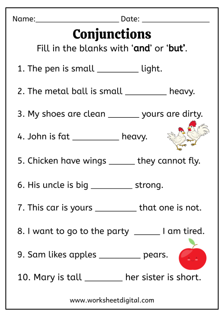 Conjunctions Worksheets