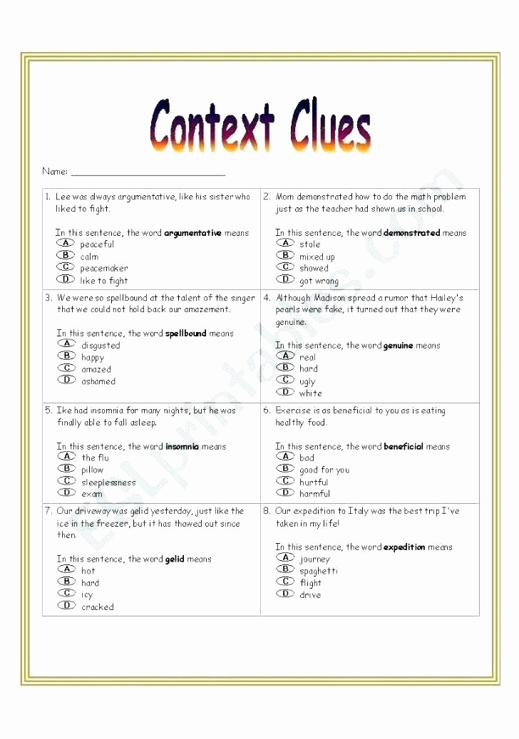 Context Clues 5th Grade Worksheets Inspirational 5th Grade Context 
