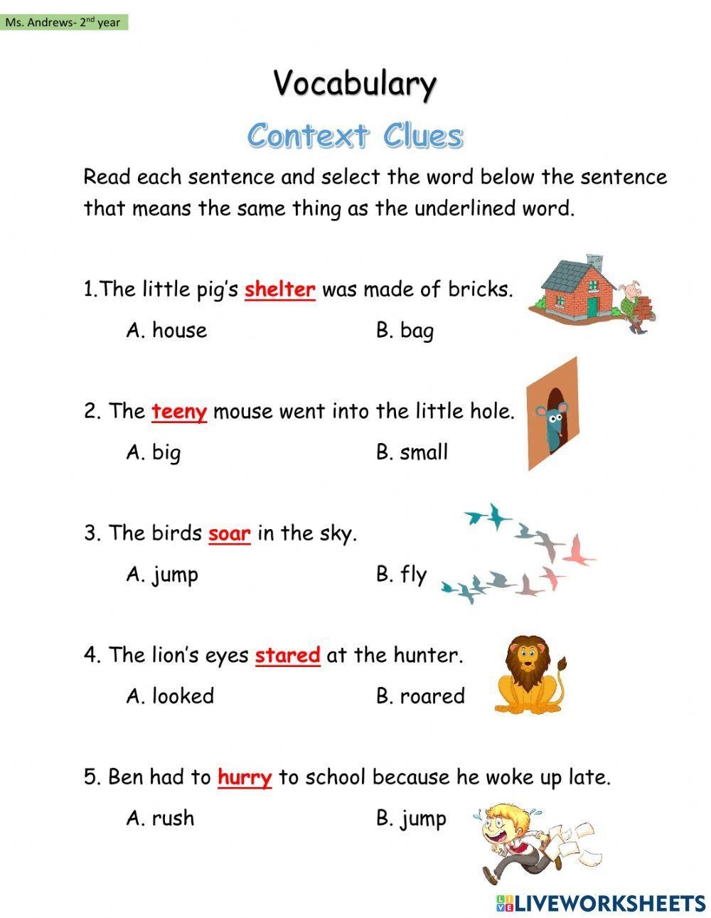 context clues worksheet context clues worksheet
