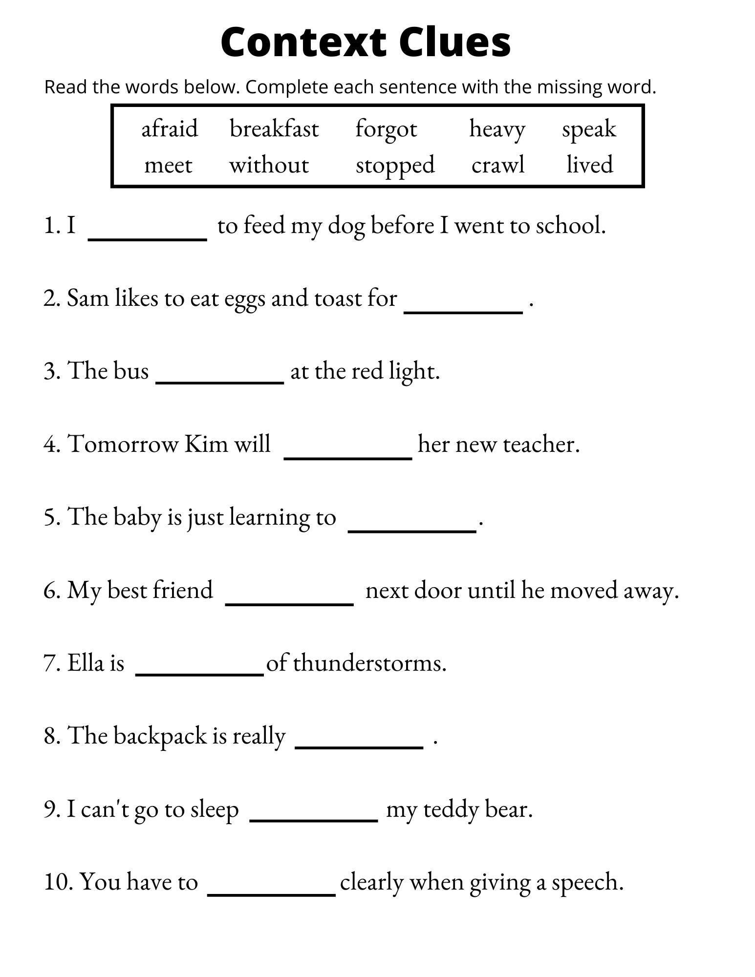 Context Clues Worksheets Vocabulary Printable 1st Through 3rd Context Clues Worksheets Vocabulary Printable 1st Through 3rd