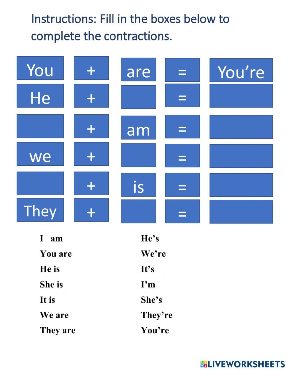 Contractions Grammar Worksheets Printable PDF Template Contractions Grammar Worksheets Printable PDF Template