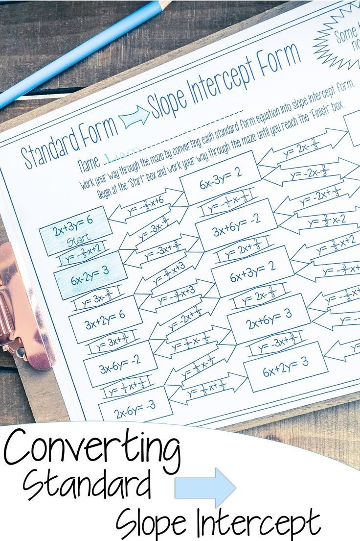 slope and slope intercept form worksheet