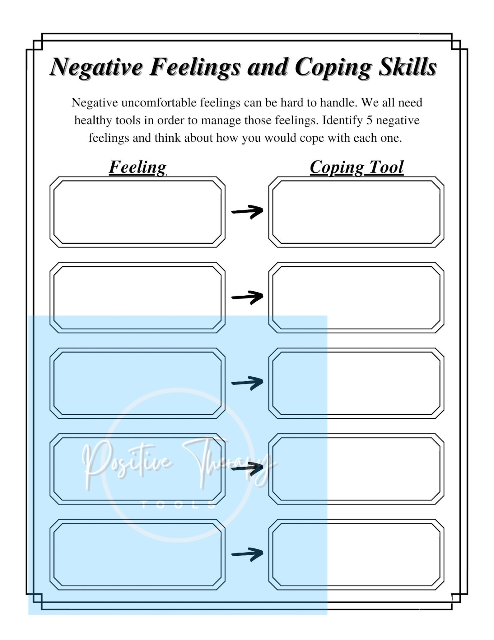 coping skills worksheets