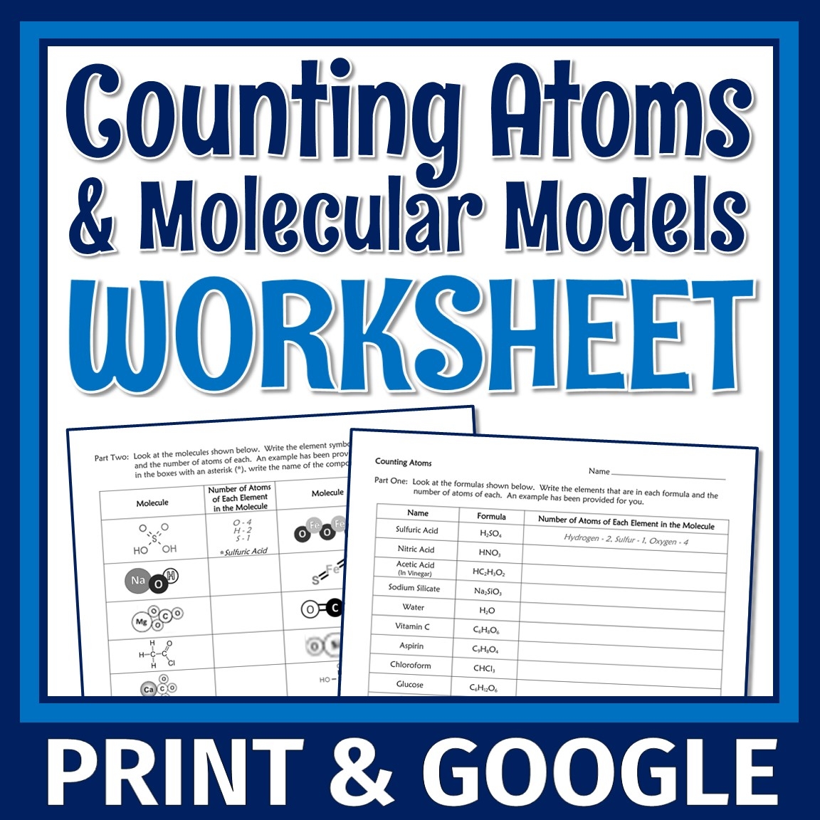 Counting Atoms In Compounds Worksheet Flying Colors Science
