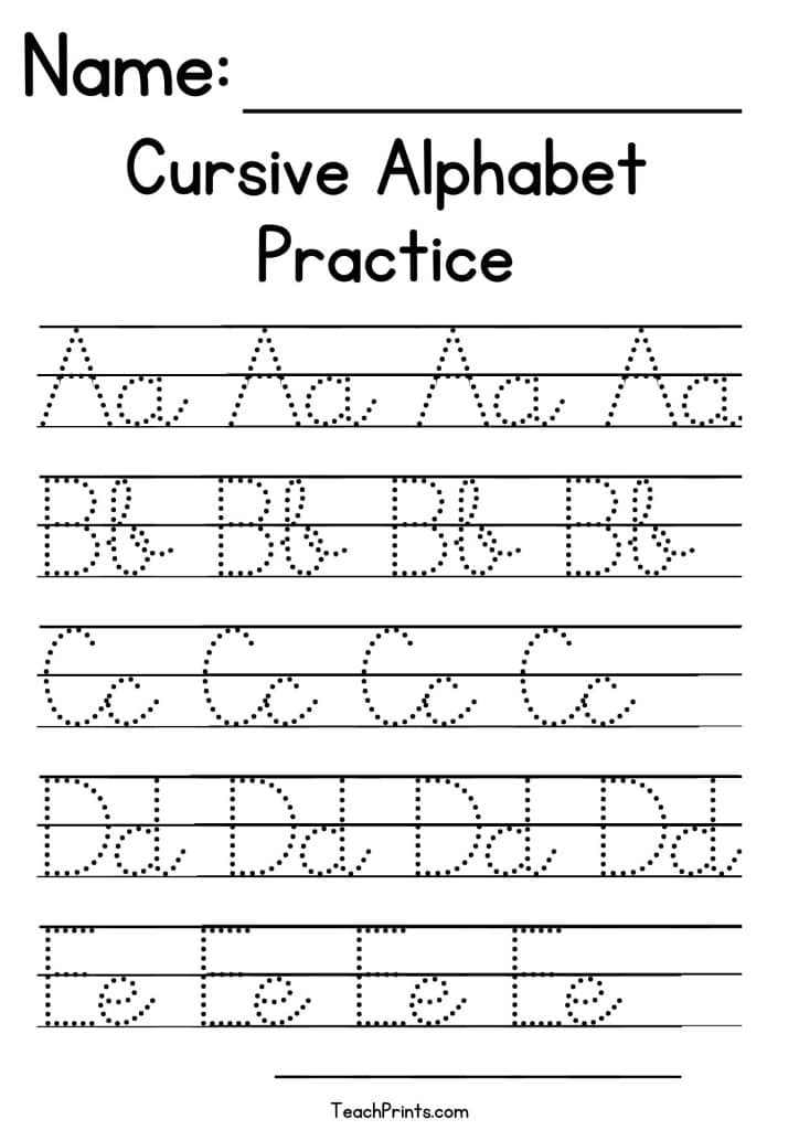 printable cursive alphabet worksheets