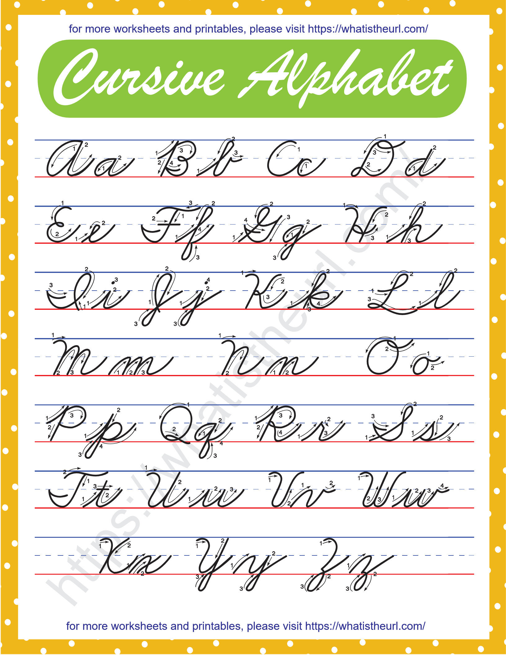 Cursive Alphabet Worksheets Library