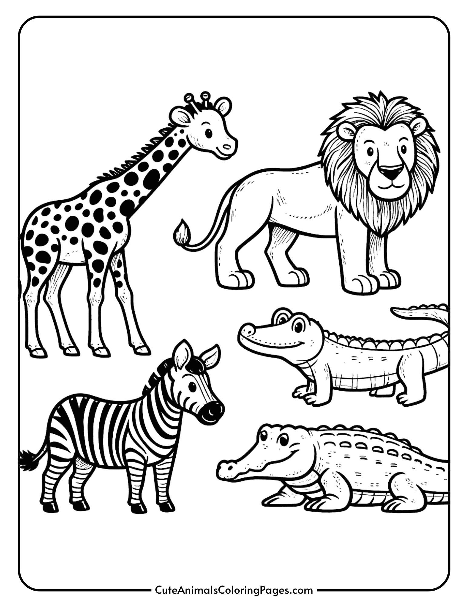 Cute Animals Coloring Pages Page 4 Of 5 Free Printable Animal 