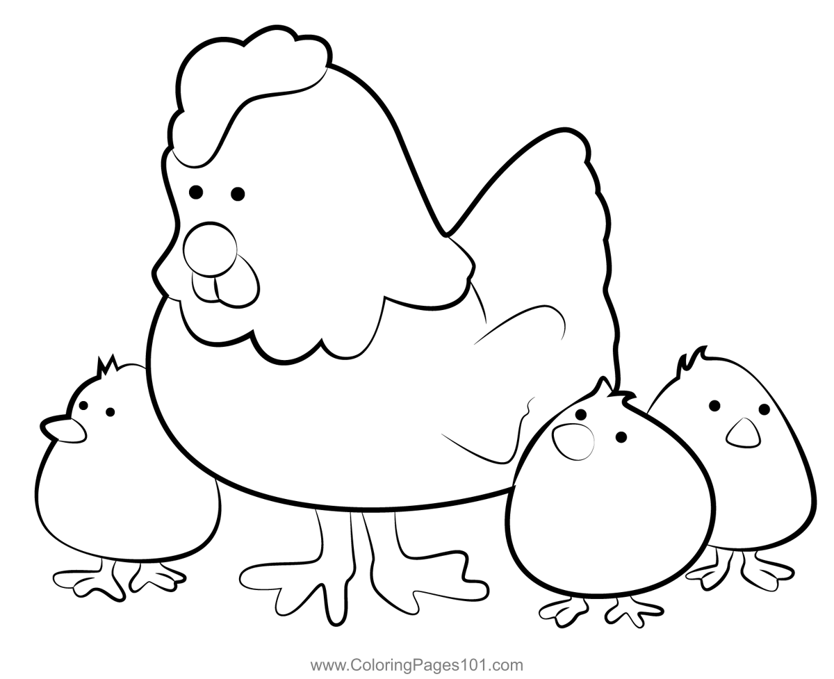 Cute Chicken Family Coloring Page For Kids Free Chickens Printable 