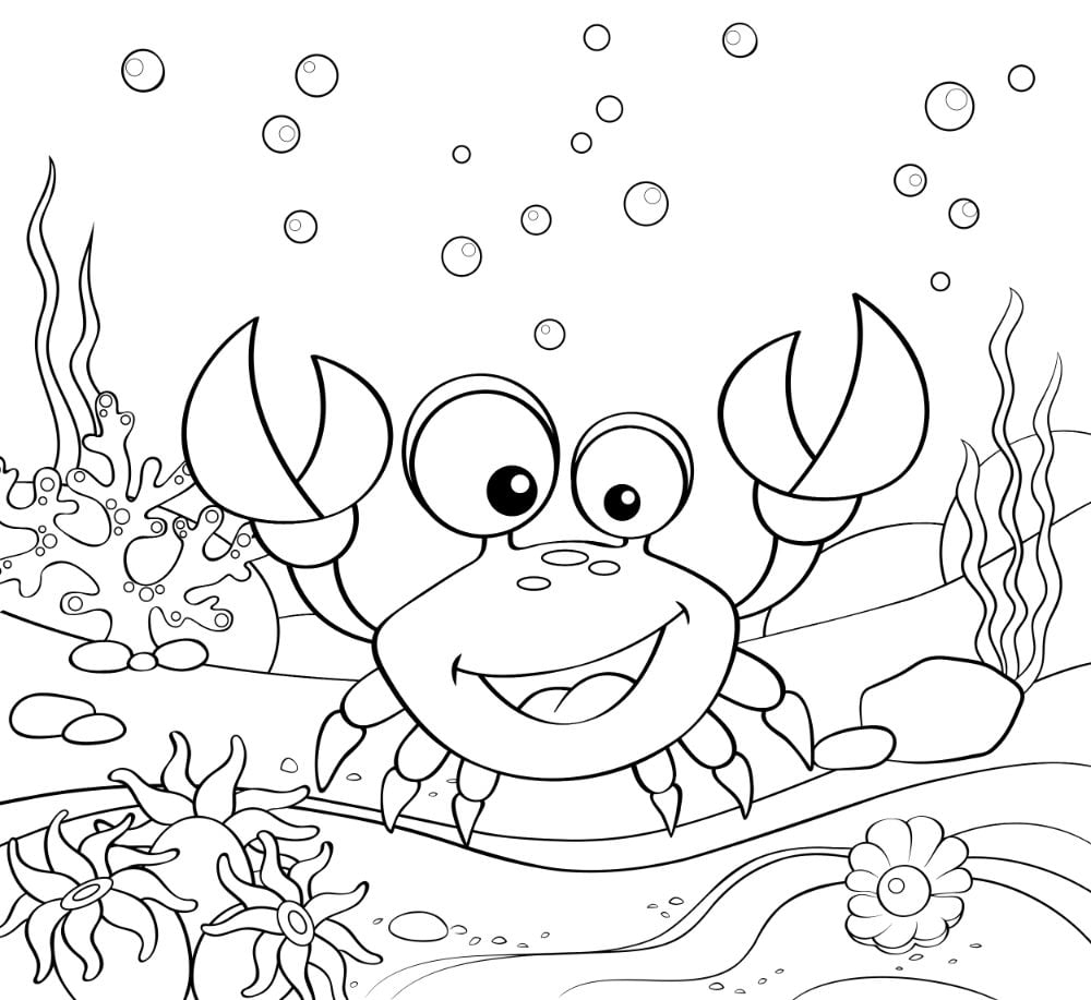 Cute Crab Coloring Pages