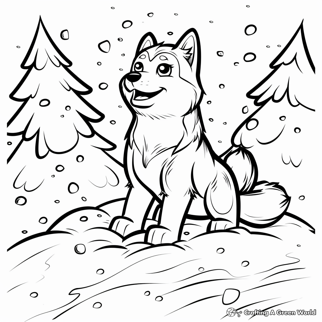 Cute Husky Puppies Coloring Pages