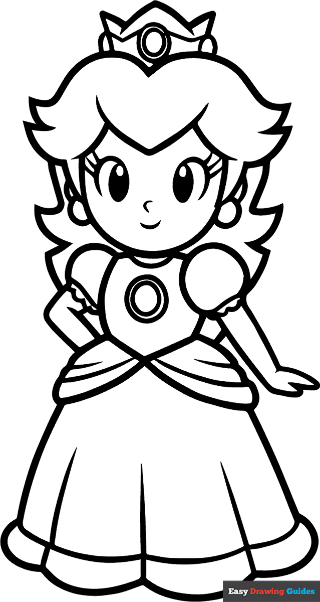 Cute Princess Peach Coloring Page Easy Drawing Guides Cute Princess Peach Coloring Page Easy Drawing Guides