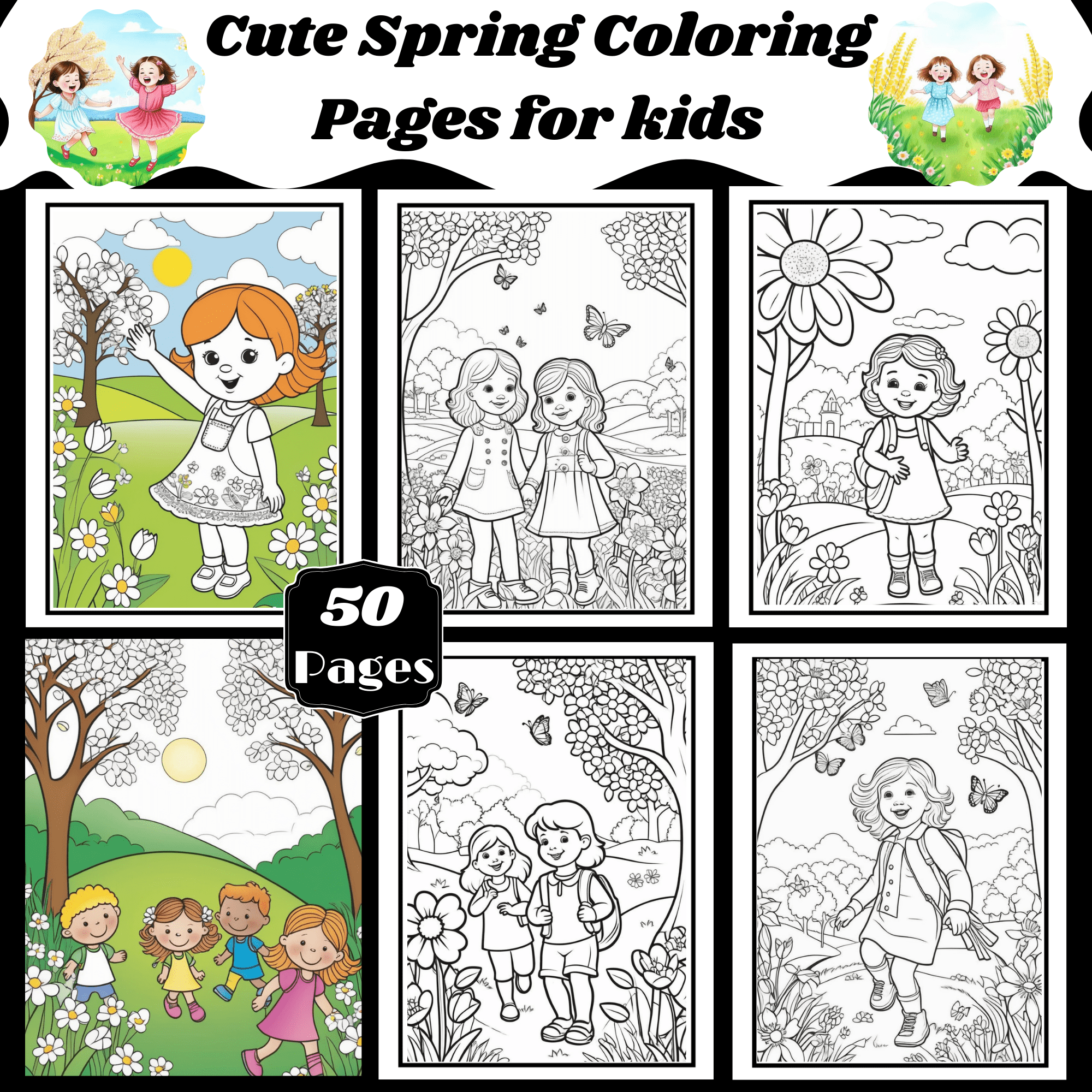 Cute Spring Coloring Pages For Kids Children Happy With Spring 