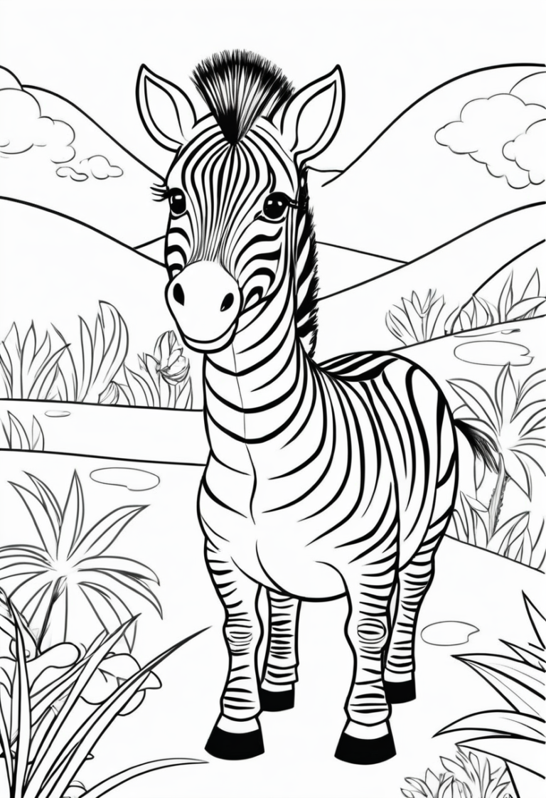 Cute Zebra Coloring Page Color My Pages