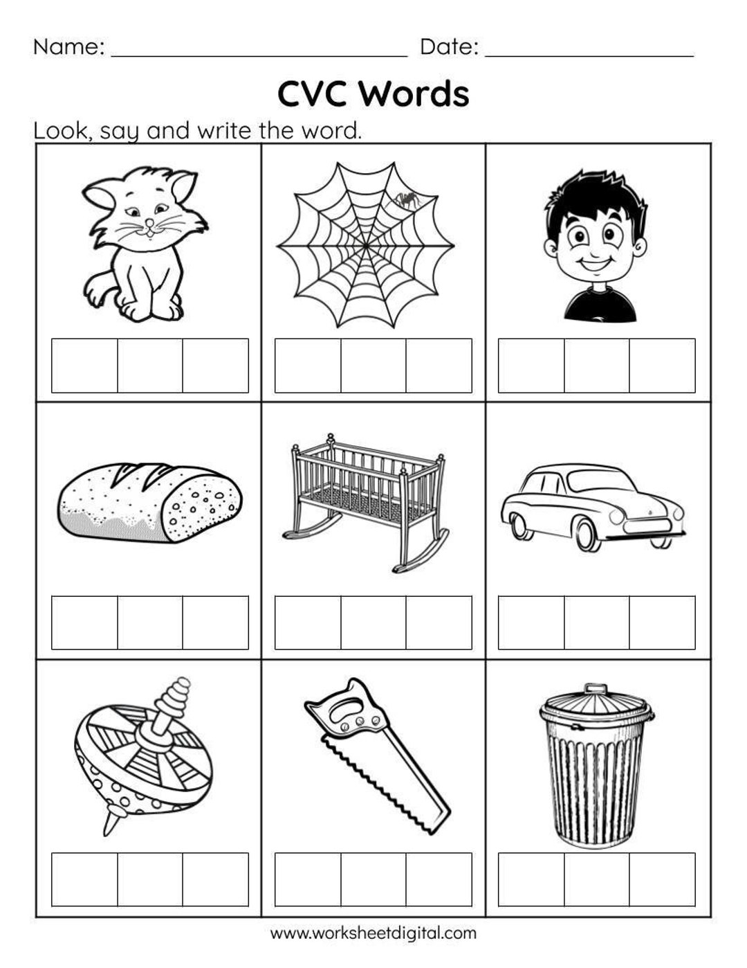 CVC Words Say And Write The CVC Words Phonics Worksheets 