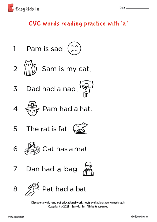 CVC Words Sentences With 39 a 39 Worksheet
