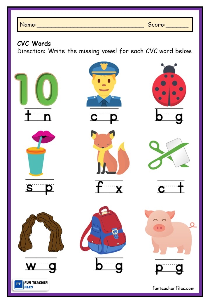 free cvc worksheets