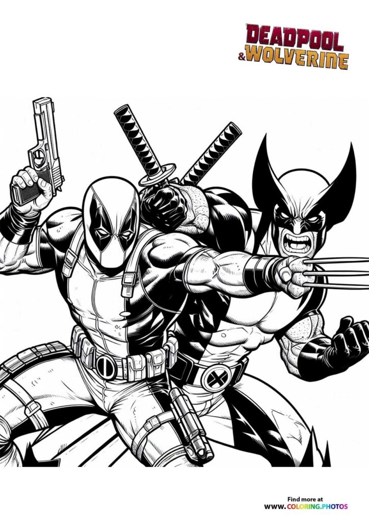 deadpool and wolverine coloring pages